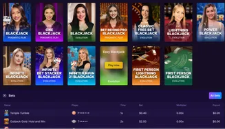 Play live blackjack at SpinBet – top Evolution and Pragmatic Play tables with real-time betting activity SpinBet blackjack games by Evolution and Pragmatic Play, including live dealers and recent bets table